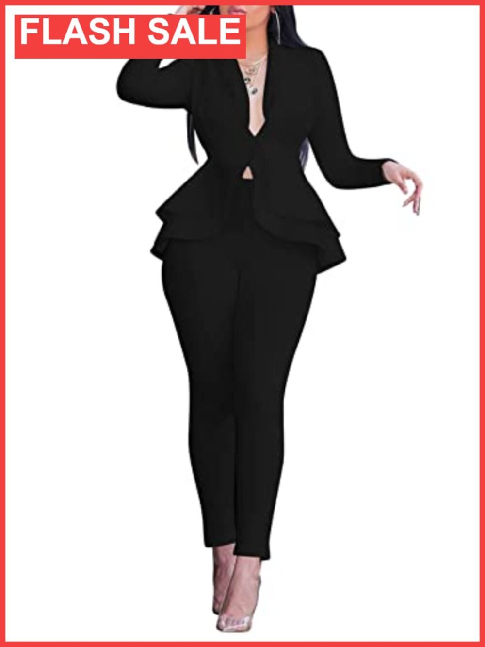 2 Piece Long Sleeve Blazer Pants Suit Women Formal Office